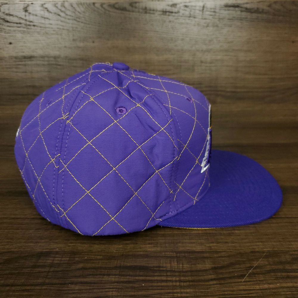 LA Lakers Mitchell & Ness NBA Snapback Hat Cap 3D Logo Purple Quilted New - Picture 5 of 9